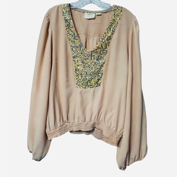 Anthropologie Maeve Kristie blush peasant top - Picture 4 of 8